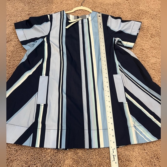 NWT new SP small petite Anthropologie Maeve Emmy swing dress blue stripe pockets - Picture 3 of 17